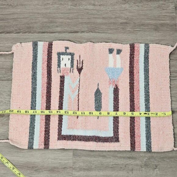 Vintage Native American Navajo Handwoven Wool Yei Tapestry Corn Maiden 14.5"x20" - Picture 6 of 7